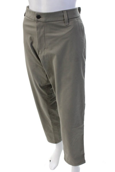 Lululemon Men Gray Ankle Cropped Dress Pants Polyester Button Size S