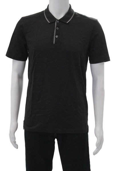 Boss Hugo Boss Men Polo Collared Short Sleeve Black Button Size M