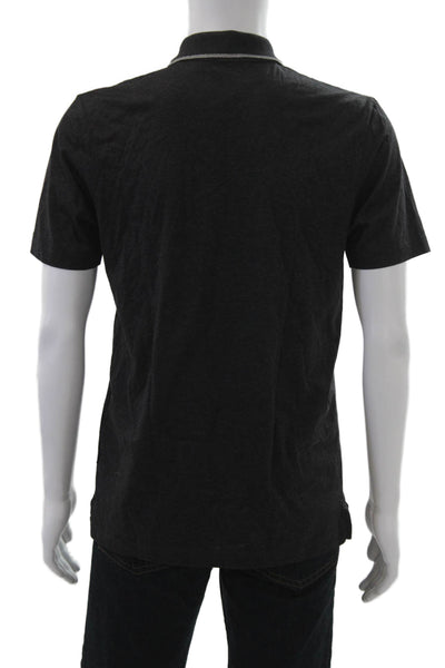 Boss Hugo Boss Men Polo Collared Short Sleeve Black Button Size M