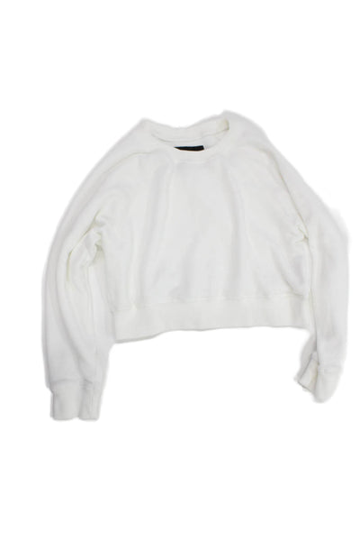 Katie J Girls Solid Crew Neck Pullover Sweatshirt Top White Size L