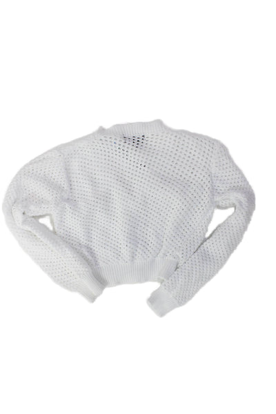 Flowers by Zoe Girls Open Up Button Up Cardigan Sweater White Size M