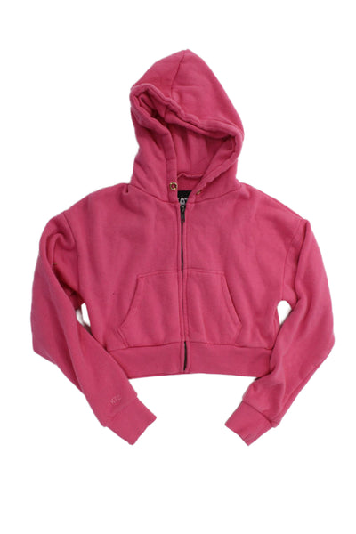 Katie J Girls Solid Two Pocket Full Zip Hoodie Pink Size M