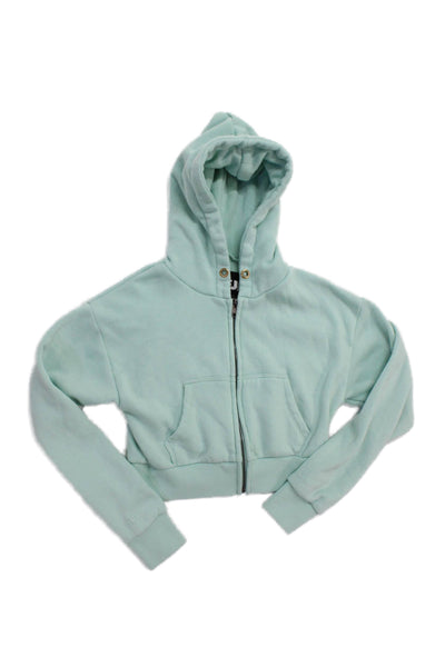 Katie J Girls Solid Two Pocket Full Zip Hoodie Blue Size M