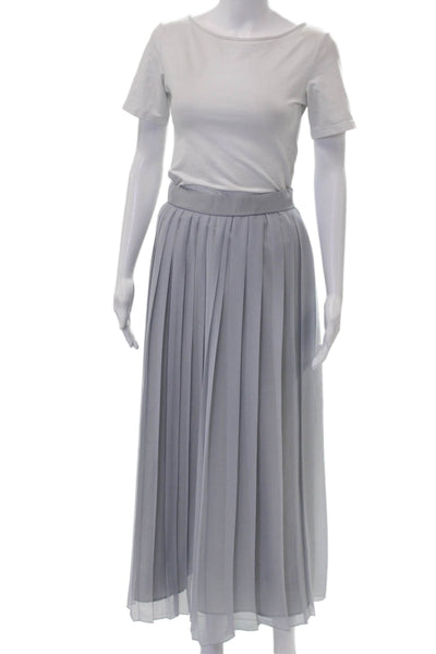 ELEVENTY Women Pleated Maxi Skirt Gray Size 2