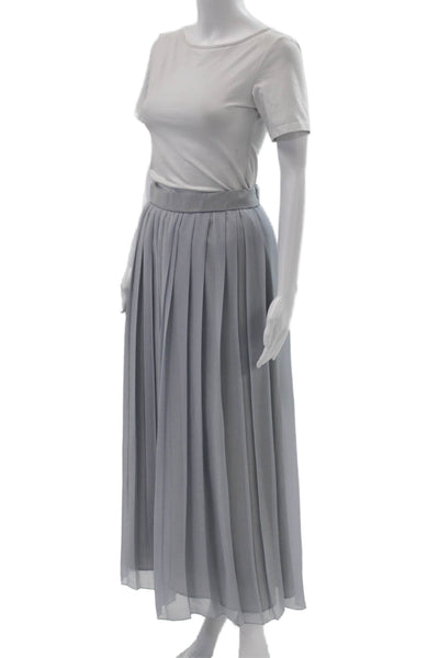 ELEVENTY Women Pleated Maxi Skirt Gray Size 2