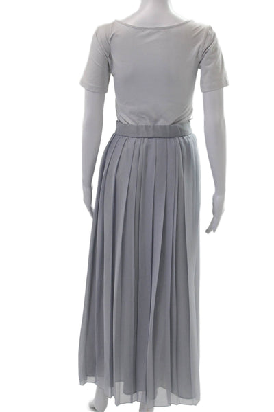 ELEVENTY Women Pleated Maxi Skirt Gray Size 2