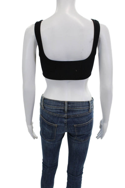 Zara Women Cropped Black Sleeveless Tank Round Neck Cotton Blend 90s Size XS
