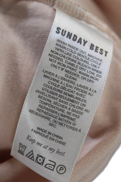 Sunday Best Women Basic Graphic Cotton Crewneck Short Sleeve Tee Beige Size L
