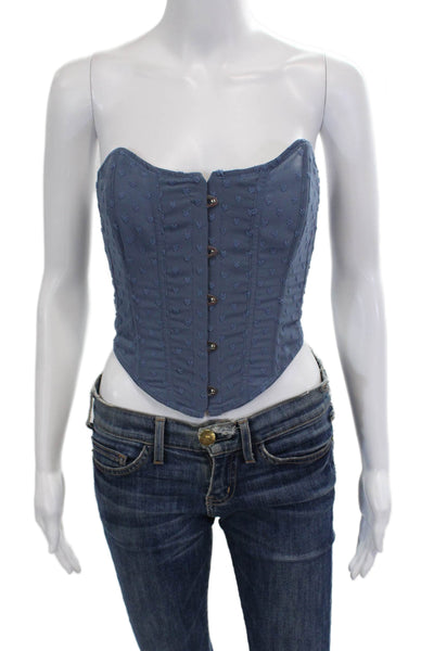 Out From Under Womens Corset Top Blue Textured Sweetheart Sleeveless Size S