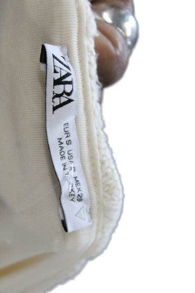 Zara Women Cropped Camisole Beige Square Neck Button Size S