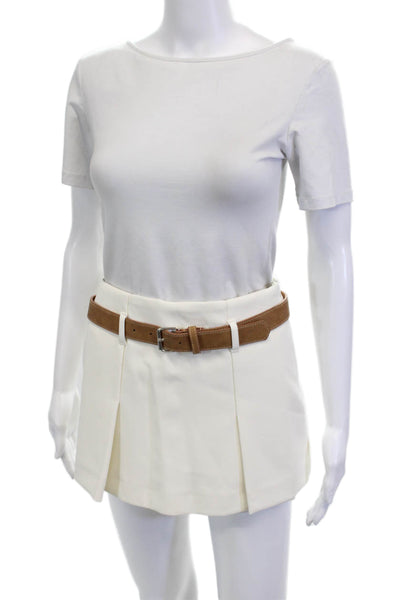 Zara Unisex White Classic Solid Buckle Waist Shorts Size XS