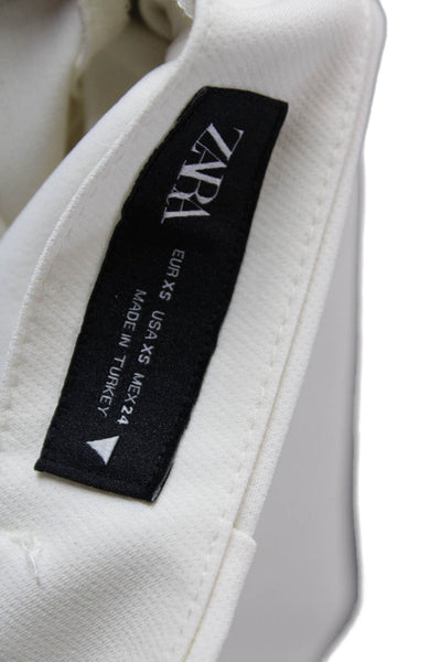 Zara Unisex White Classic Solid Buckle Waist Shorts Size XS