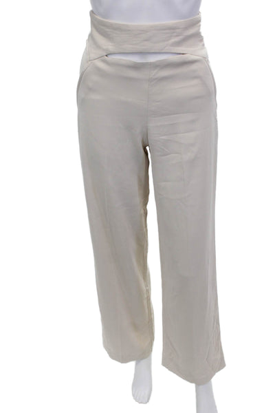 Zara Women Dress Pants Beige Polyester Blend Zip Inseam 29 Size XS