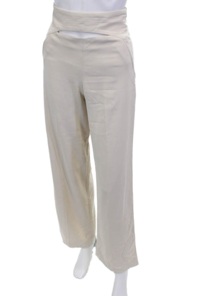 Zara Women Dress Pants Beige Polyester Blend Zip Inseam 29 Size XS