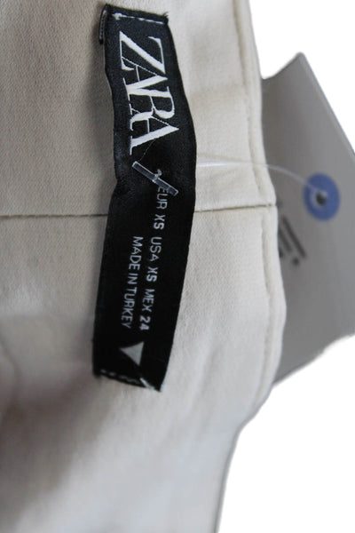 Zara Women Dress Pants Beige Polyester Blend Zip Inseam 29 Size XS