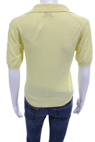 Wilfred Free Women Cropped Polo Yellow V-Neck Short Sleeve Size XS