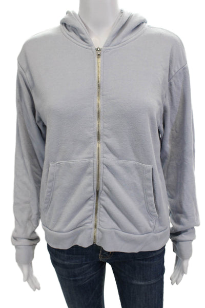 Brandy Melville Women Full-Zip Gray Hoodie Long Sleeve Size S