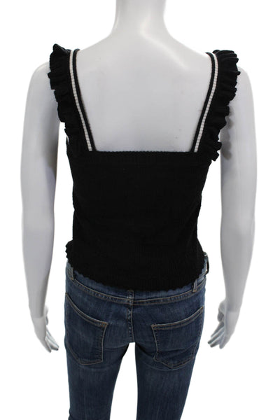 DH New York Women Cropped Camisole Black Square Neck Rayon Size XS