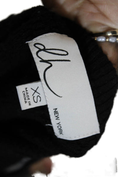 DH New York Women Cropped Camisole Black Square Neck Rayon Size XS