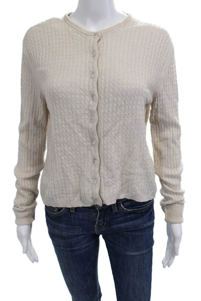 United Colors of Benetton Women Cardigan Beige Cotton Button Long Sleeve Size S