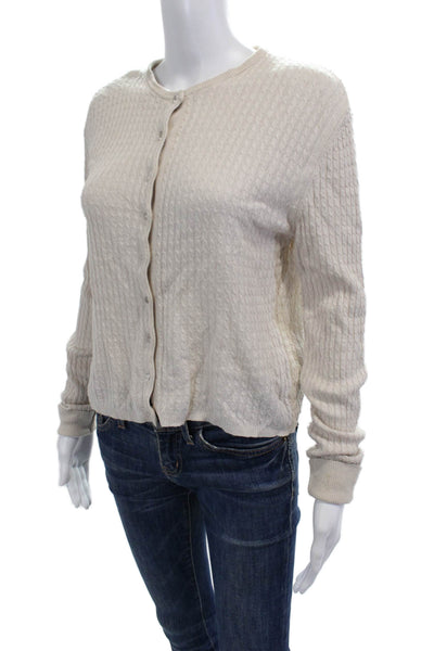 United Colors of Benetton Women Cardigan Beige Cotton Button Long Sleeve Size S