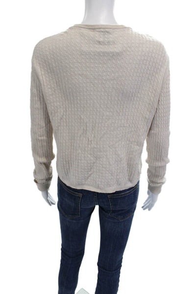United Colors of Benetton Women Cardigan Beige Cotton Button Long Sleeve Size S