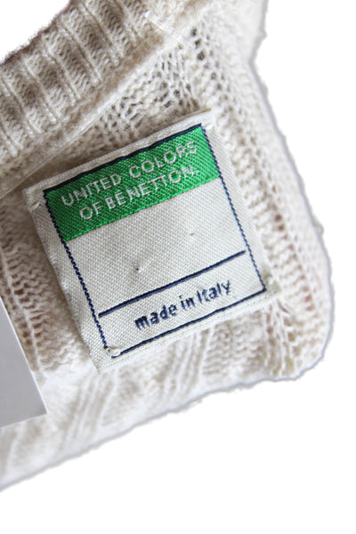 United Colors of Benetton Women Cardigan Beige Cotton Button Long Sleeve Size S