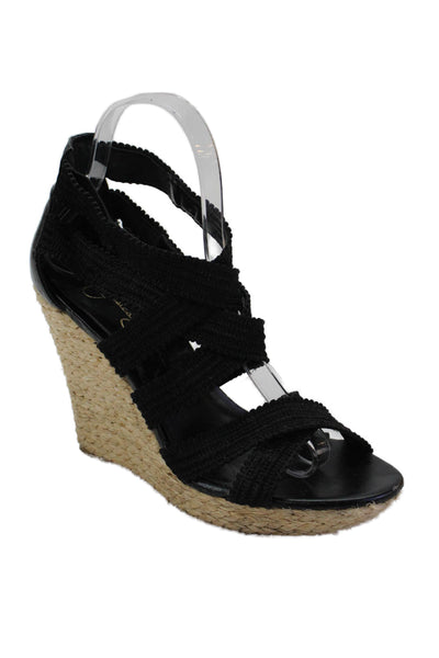 Jessica Simpson Womens Strappy Wedge Sandals Black Size 6.5