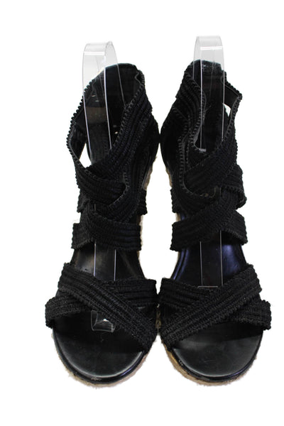 Jessica Simpson Womens Strappy Wedge Sandals Black Size 6.5