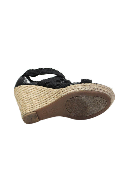 Jessica Simpson Womens Strappy Wedge Sandals Black Size 6.5