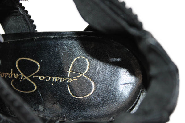 Jessica Simpson Womens Strappy Wedge Sandals Black Size 6.5