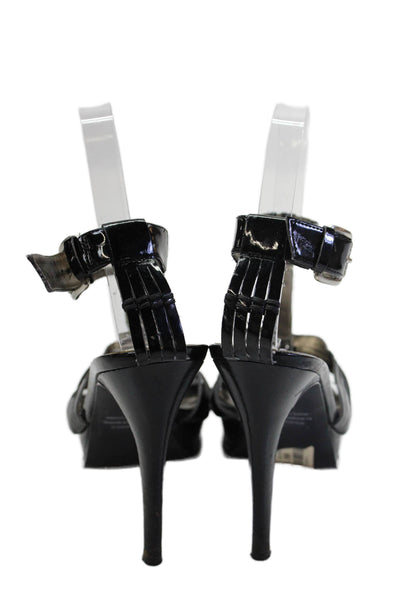 GUESS Womens Vegan Leather Ankle Strap Platform Heels Black Size 6M