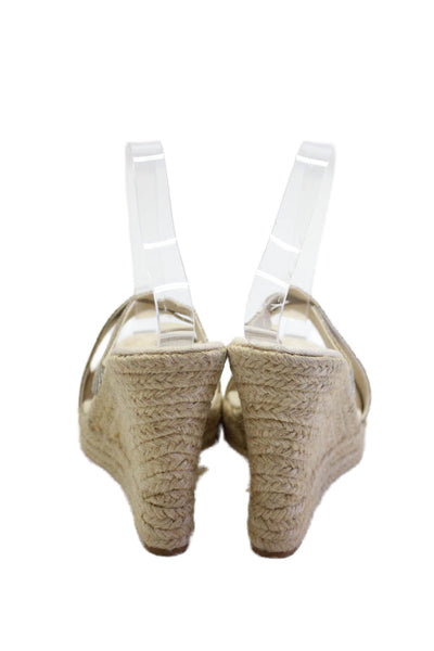 Banana Republic Womens Metallic Espadrille Wedge Sandals Beige Size 6