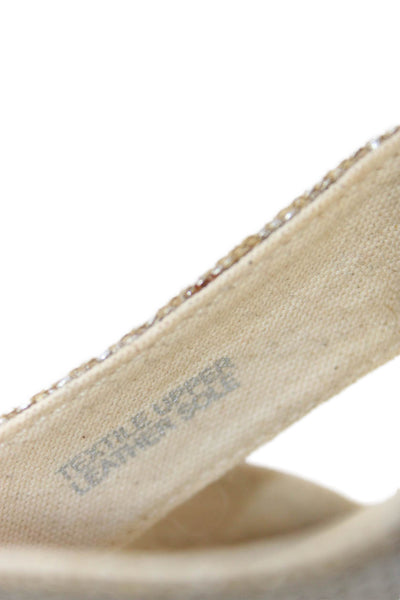 Banana Republic Womens Metallic Espadrille Wedge Sandals Beige Size 6