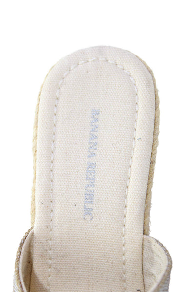 Banana Republic Womens Metallic Espadrille Wedge Sandals Beige Size 6
