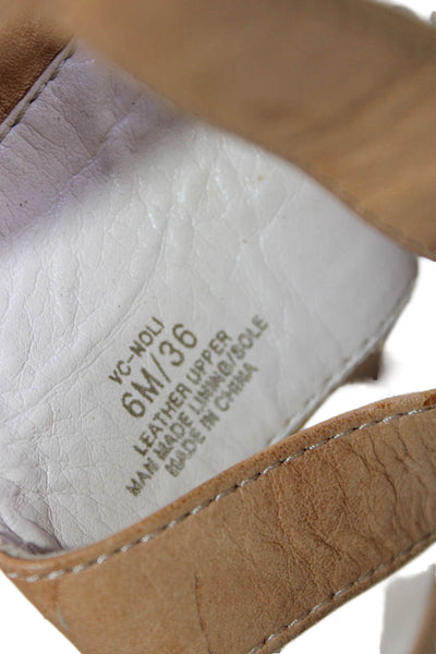 Vince Camuto Womens Leather Ankle Strap Espadrille Wedge Sandals Beige Size 6