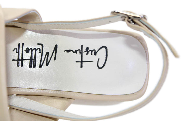 Cristina Millotti Womens Block Heel Slingback Thailandia Sandals White Size 40.5