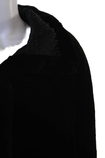 Sanyo Women Overcoat Black Collared 100% Modacrylic Shell Size S