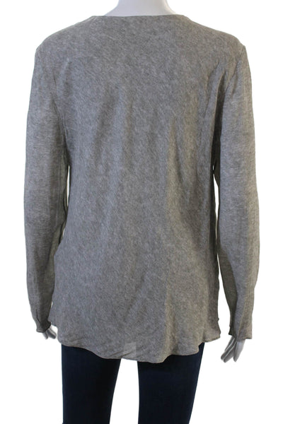 LaPointe Womens Gray Designer Solid Viscose Long Sleeve Blouse Size 6