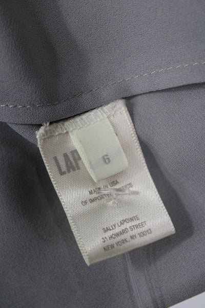 LaPointe Womens Gray Designer Solid Viscose Long Sleeve Blouse Size 6