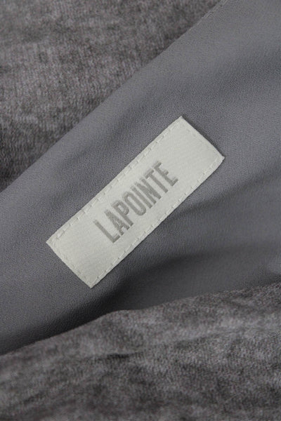 LaPointe Womens Gray Designer Solid Viscose Long Sleeve Blouse Size 6