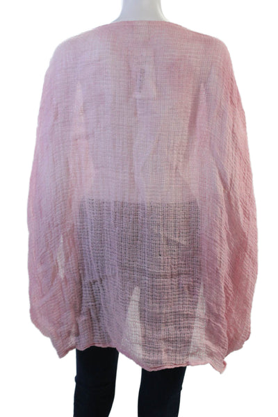 Sunday Tropez Womens Tunic Pink V-Neck Short Sleeve Size S