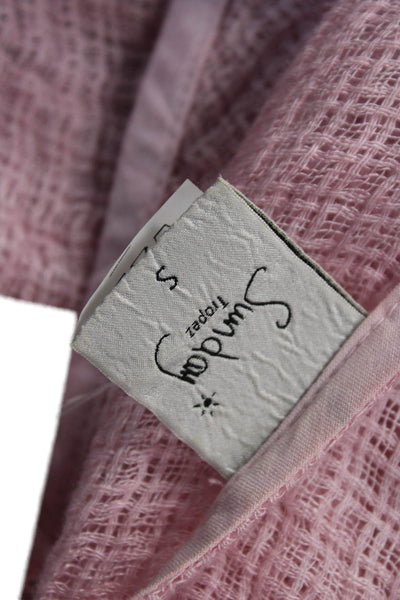Sunday Tropez Womens Tunic Pink V-Neck Short Sleeve Size S