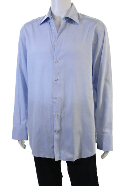 Armani Collezioni Mens Spread Dress Shirt Light Blue Button Size 16.5