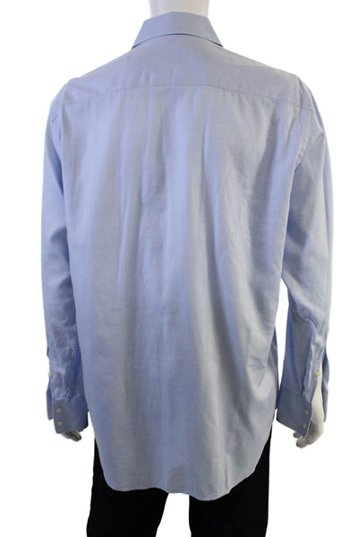 Armani Collezioni Mens Spread Dress Shirt Light Blue Button Size 16.5