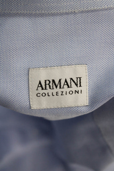 Armani Collezioni Mens Spread Dress Shirt Light Blue Button Size 16.5