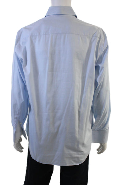 Armani Collezioni Men Light Blue Cotton Dress Shirt Point Spread Size 16.5