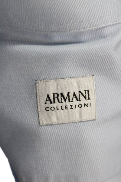 Armani Collezioni Men Light Blue Cotton Dress Shirt Point Spread Size 16.5