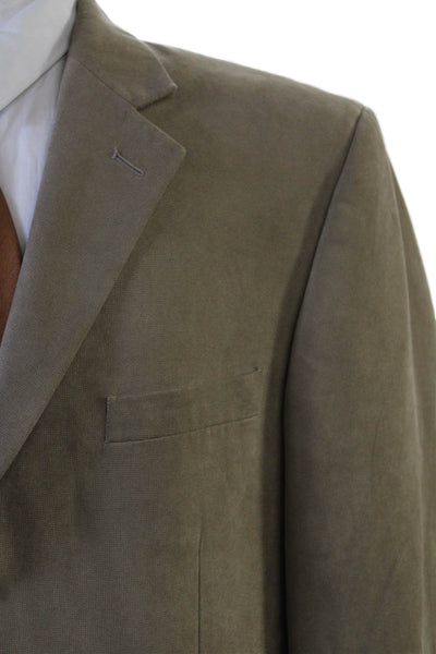 Andrew Fezza Mens Beige Suede Polyester Blazer Button Collared Size 42