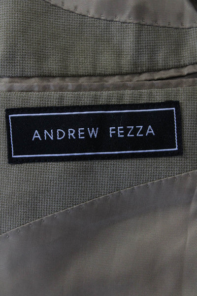 Andrew Fezza Mens Beige Suede Polyester Blazer Button Collared Size 42